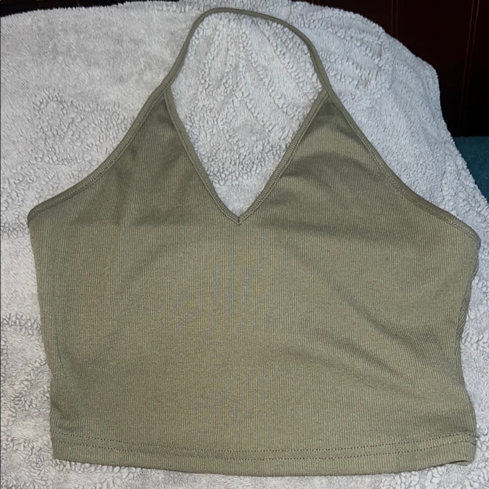 SHEIN Green Fitted Crop Tank Top